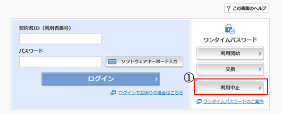 step1 インターネットバンキングのログイン画面