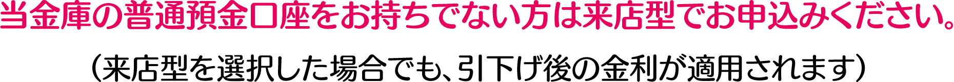当金庫の普通預金口座をお持ちでない方は来店型でお申込みください。