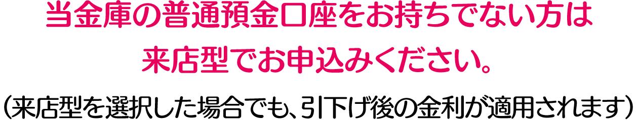 当金庫の普通預金口座をお持ちでない方は来店型でお申込みください。